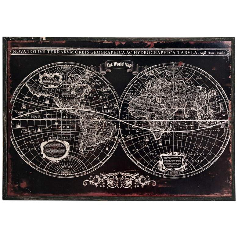 Image 1 World Map 47 1/4 inch Wide Framed Wall Art