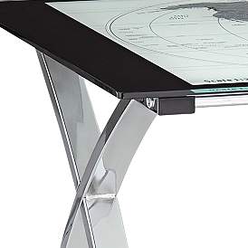 Image4 of World Map 47 1/4" Wide Glass and Chrome Modern Computer Office Desk more views