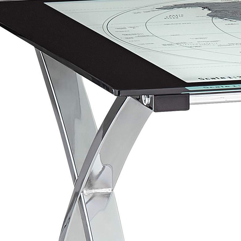 World Map 47 1/4 inch Wide Glass and Chrome Modern Computer Office Desk more views