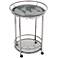 World Map Chrome and Glass Serving Cart on Wheels