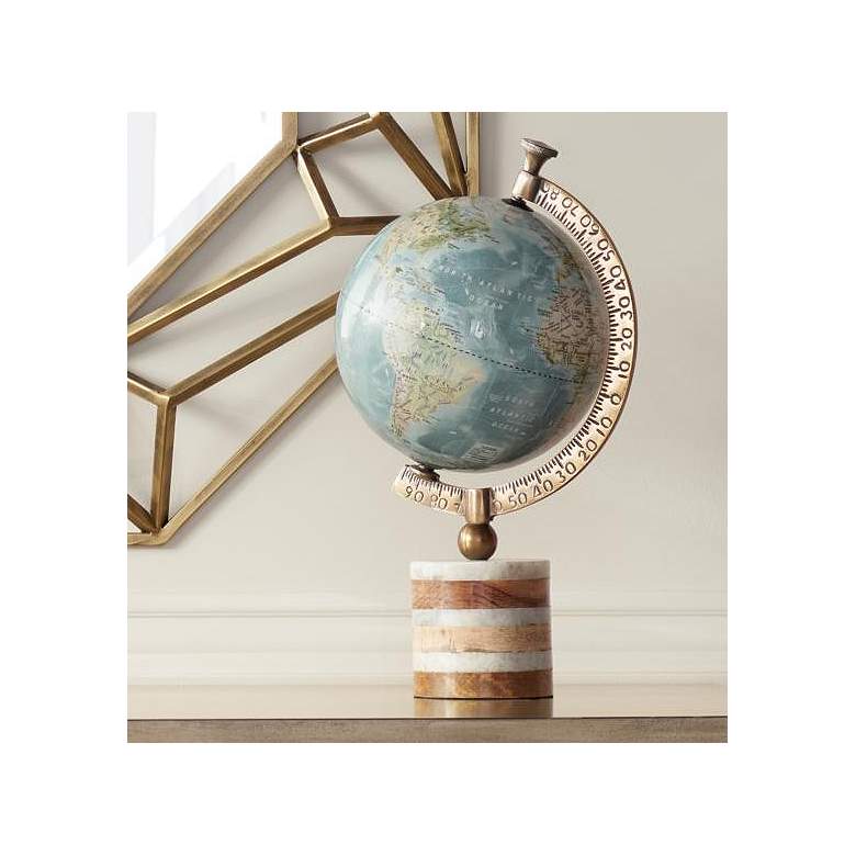 Image 2 World Travels 16 inch High Blue Round Decorative Globe