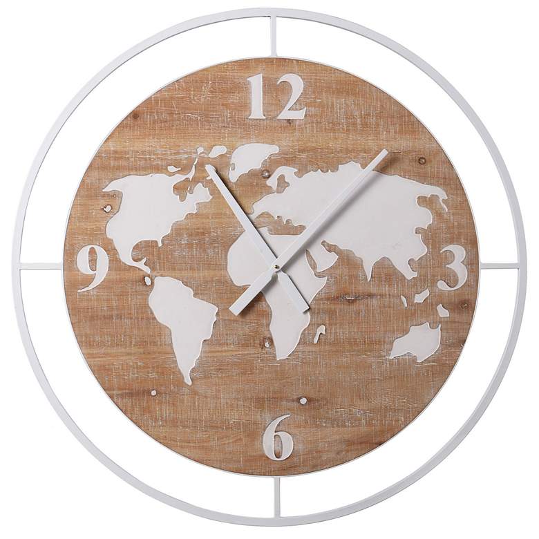 Image 1 World Wood - Wooden And Metal Wall Clock - 35in W X 35in Ht X 2in D