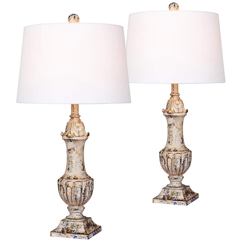 Image 1 Worthington Antique Ivory Urn Table Lamp Set of 2