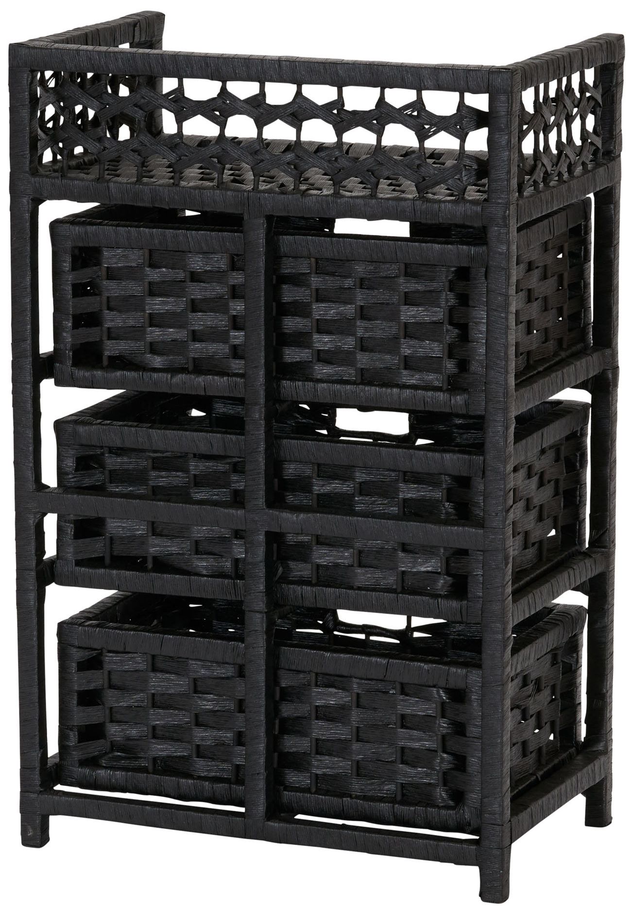 Image 5 Woven 3 Drawer Chest with Cutout Handles, Paper Rope Stained, Black more views