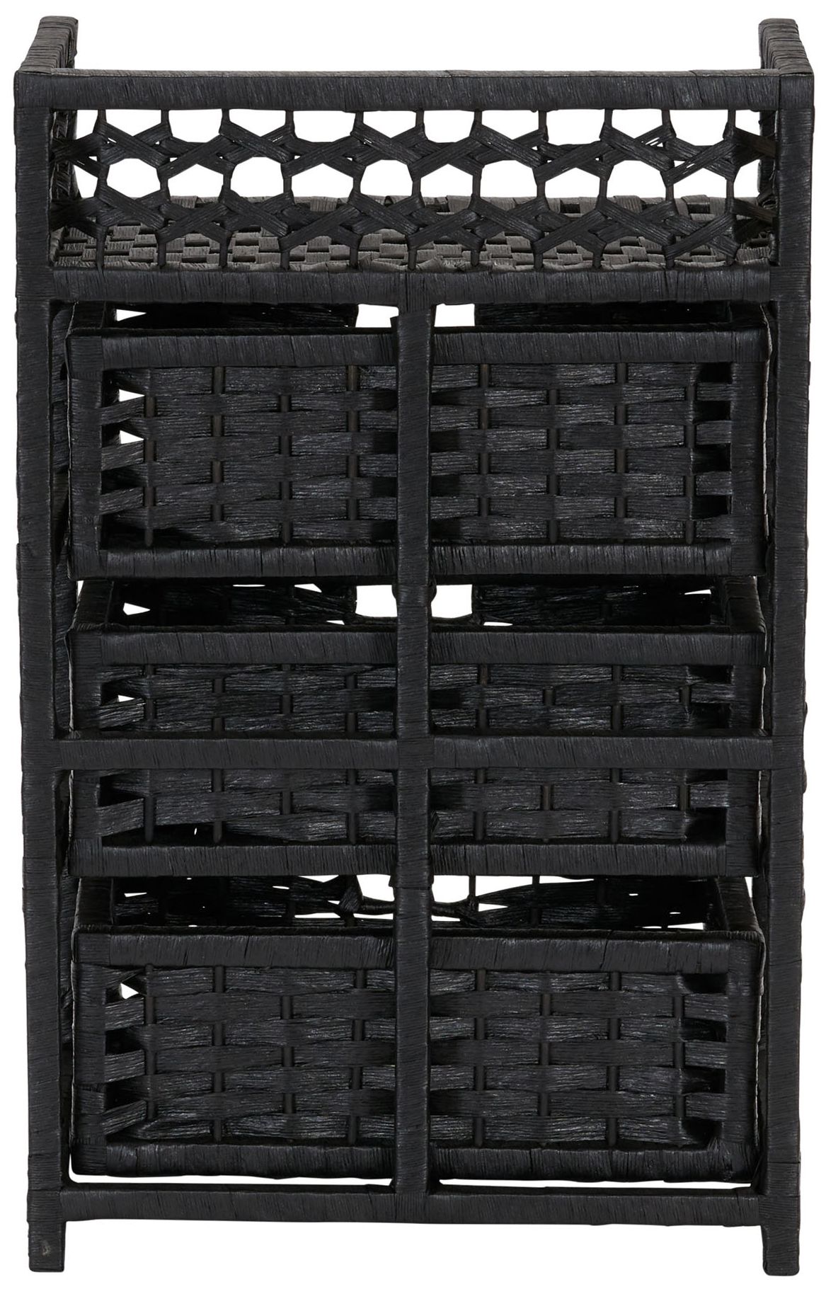 Image 6 Woven 3 Drawer Chest with Cutout Handles, Paper Rope Stained, Black more views