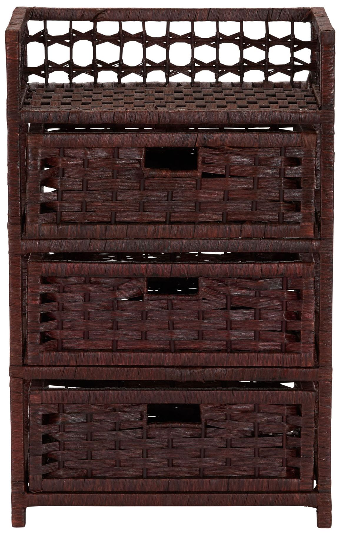 Image 5 Woven 3 Drawer Chest with Cutout Handles, Paper Rope, Stained more views