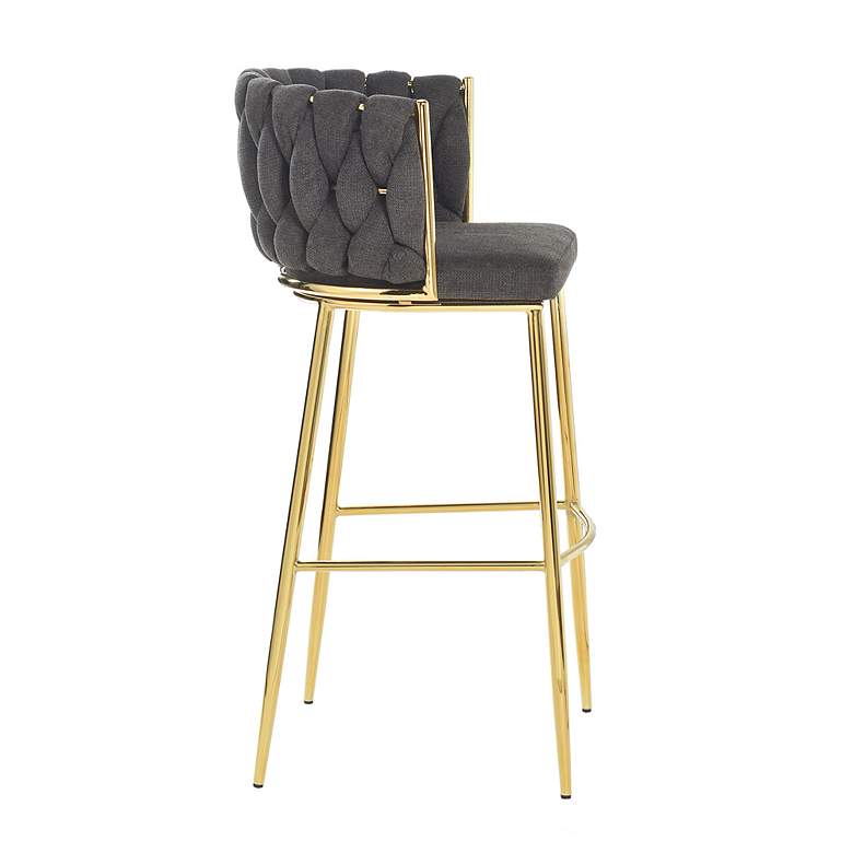 Image 3 Woven 41.5" High Black Upholstery Chair with Polished Gold more views