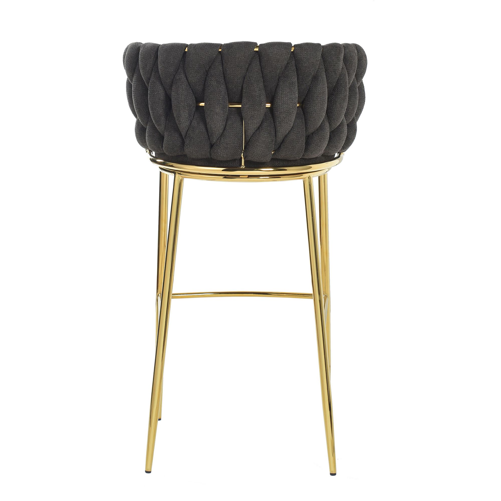 Image 4 Woven 41.5" High Black Upholstery Chair with Polished Gold more views