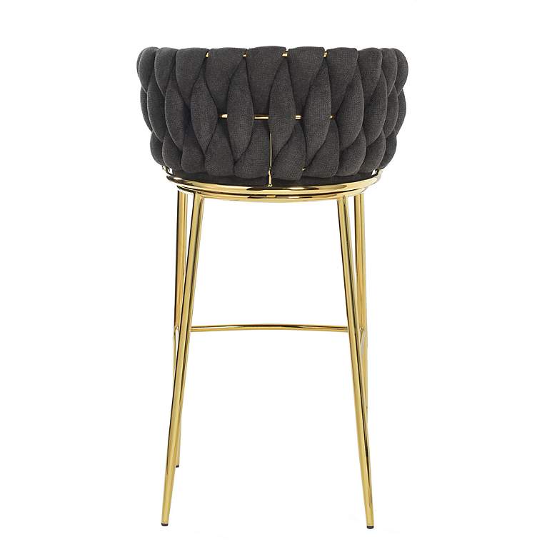 Image 4 Woven 41.5" High Black Upholstery Chair with Polished Gold more views