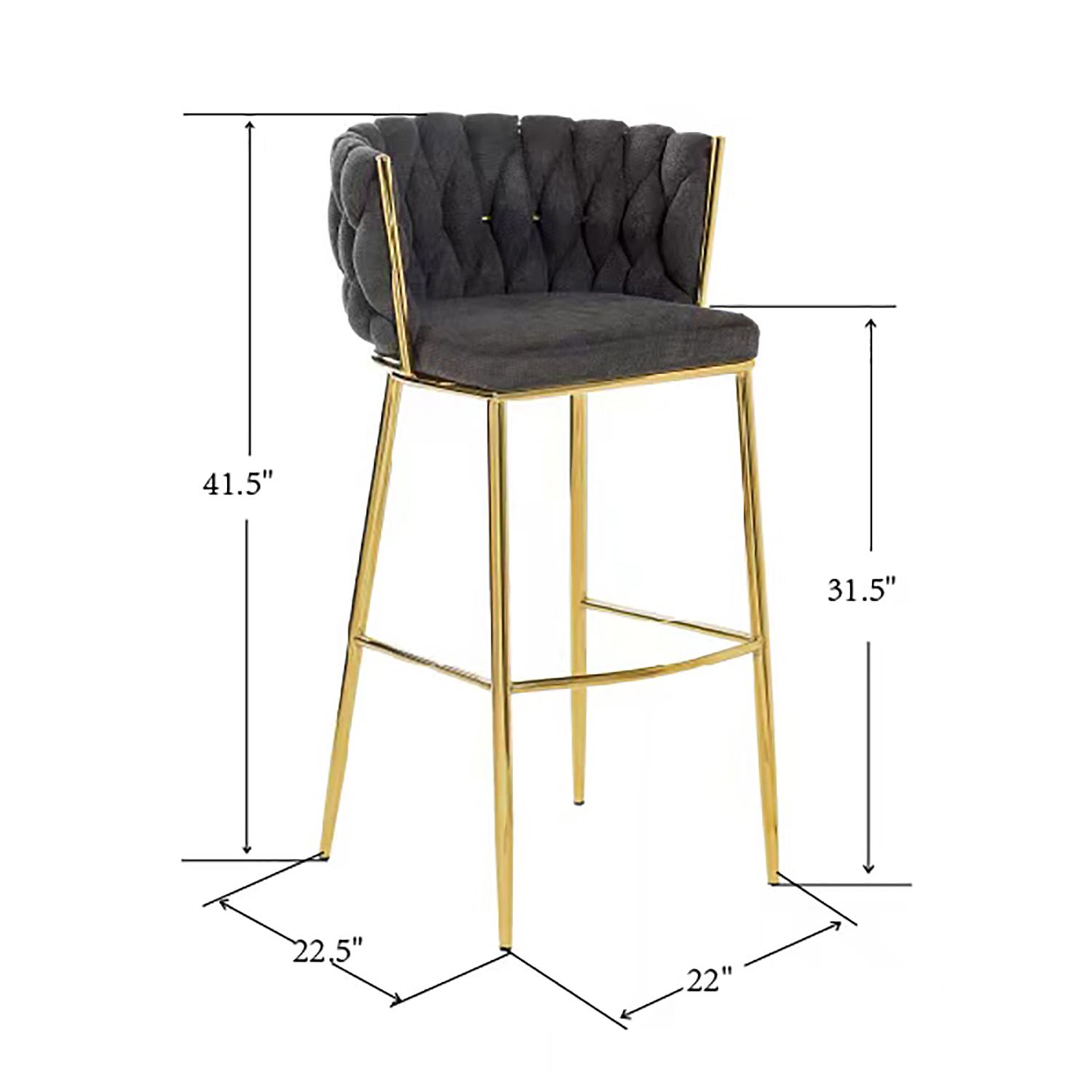 Image 7 Woven 41.5" High Black Upholstery Chair with Polished Gold more views