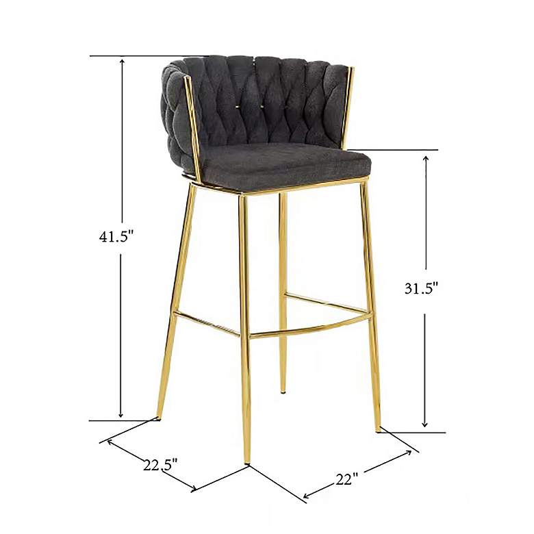 Image 7 Woven 41.5" High Black Upholstery Chair with Polished Gold more views