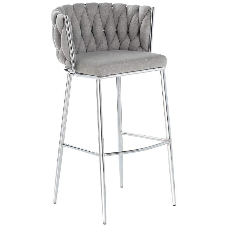 Image 1 Woven 41.5" High Gray Upholstery Chair with Silver Frame