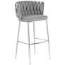 2_Woven 41.5" High Gray Upholstery Chair with Silver Frame