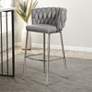 1_Woven 41.5" High Gray Upholstery Chair with Silver Frame