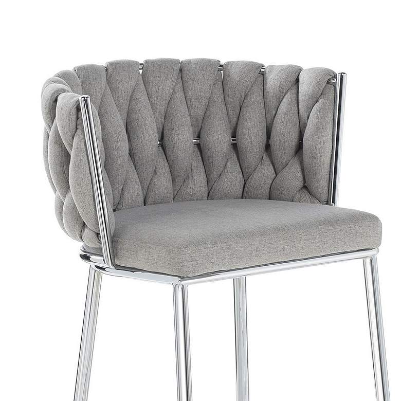 Image 3 Woven 41.5" High Gray Upholstery Chair with Silver Frame more views