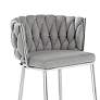 3_Woven 41.5" High Gray Upholstery Chair with Silver Frame more views