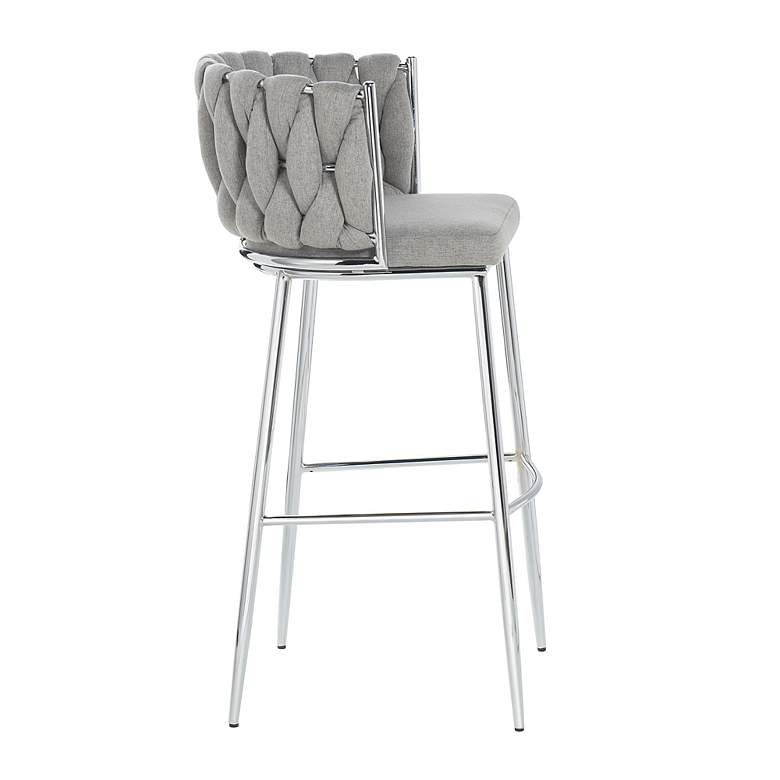 Image 4 Woven 41.5" High Gray Upholstery Chair with Silver Frame more views