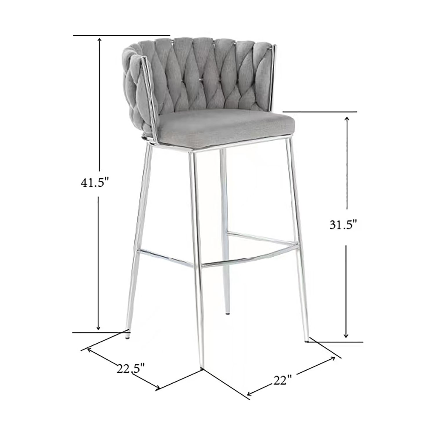 Woven 41.5" High Gray Upholstery Chair with Silver Frame