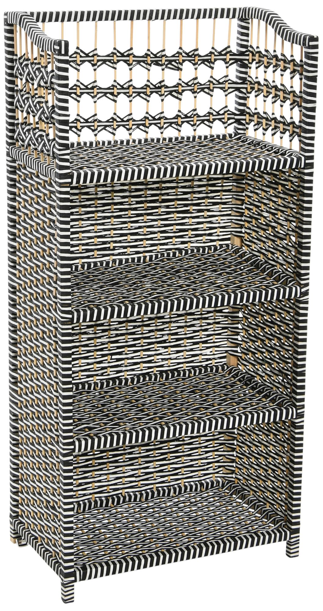 Image 2 Woven Accent Shelf Black and White Paper Rattan