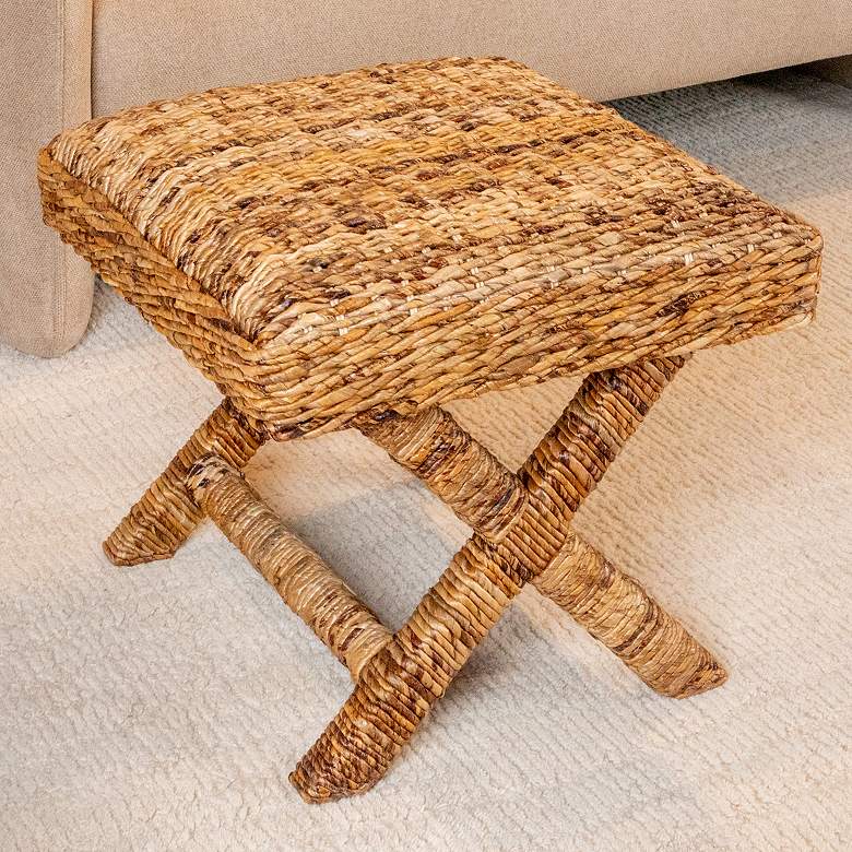 Image 1 Woven Banana Leaf Stool, Natural Finish