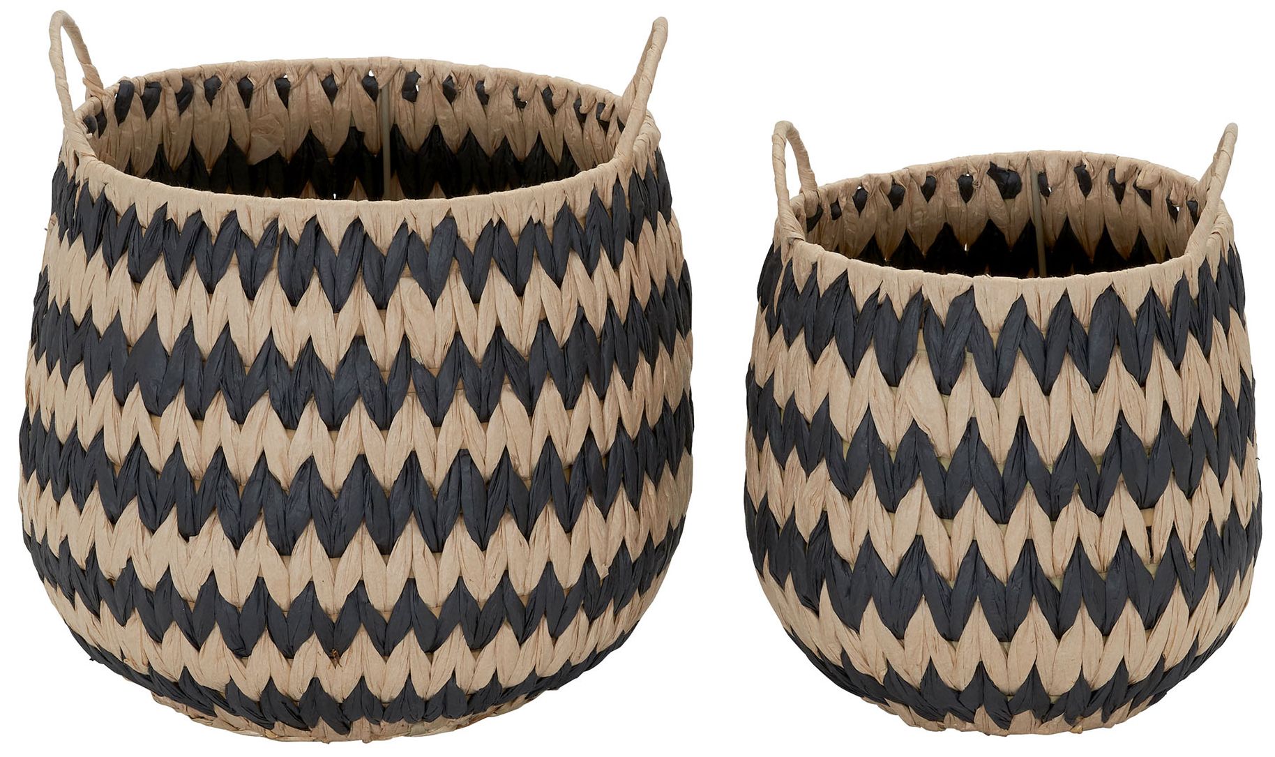Image 2 Woven Basket, Set of 2 Decorative Baskets with Black Pattern