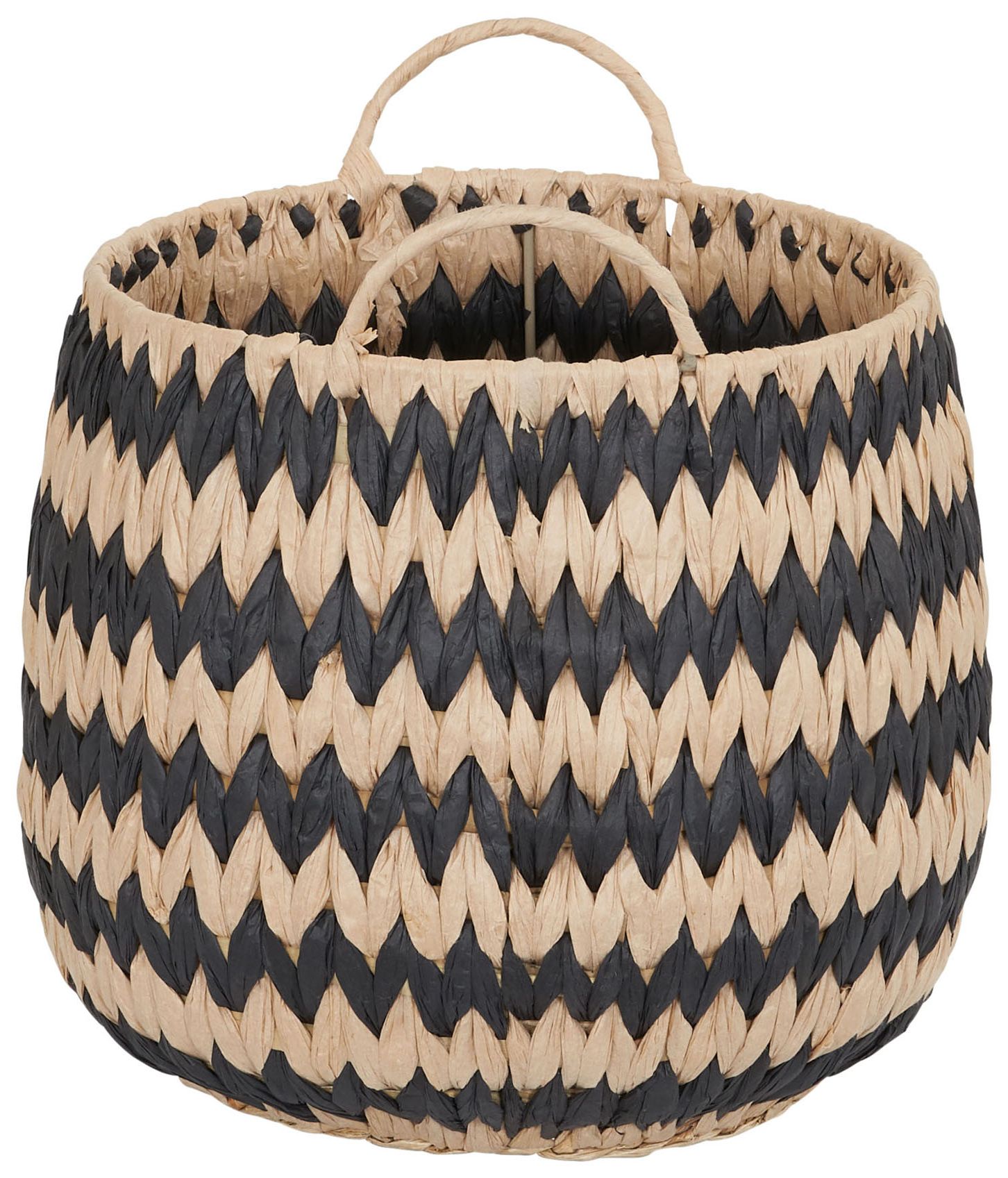 Image 7 Woven Basket, Set of 2 Decorative Baskets with Black Pattern more views