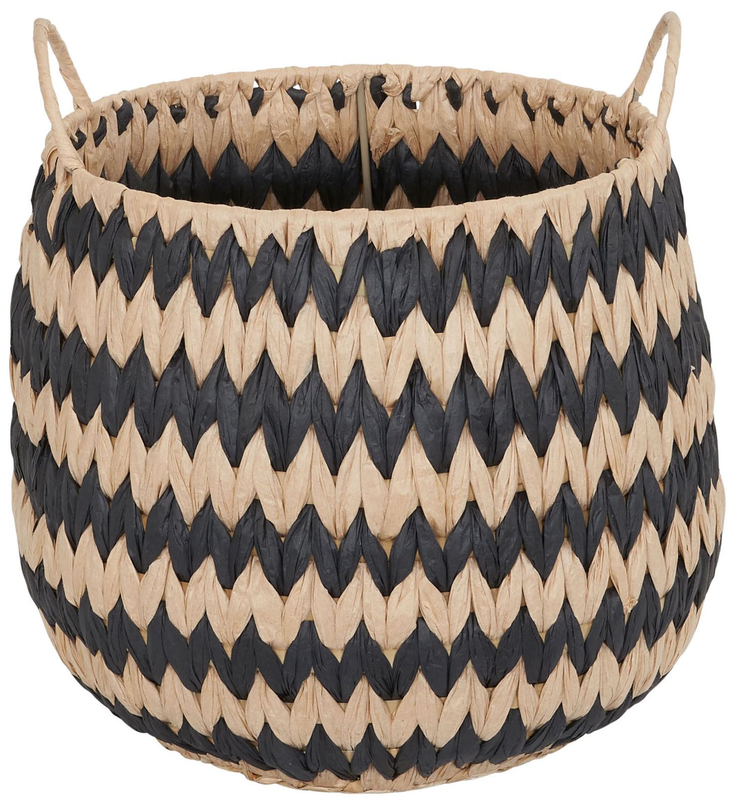 Woven Basket, Set of 2 Decorative Baskets with Black Pattern