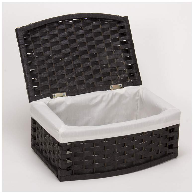 Image 1 Woven Basket with Lid, Washable Liner, HandWoven with Protective Coating