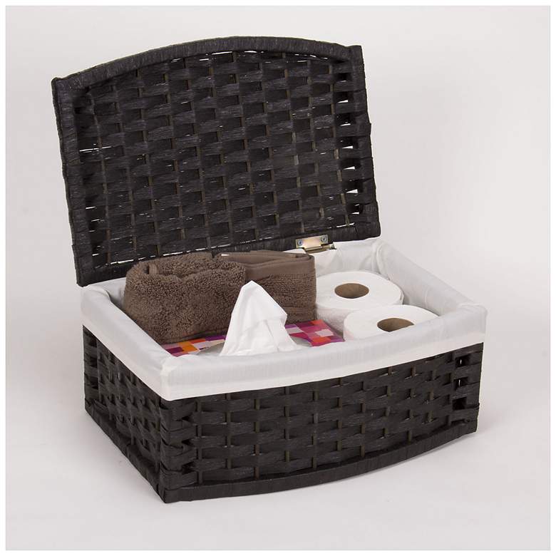 Image 4 Woven Basket with Lid, Washable Liner, HandWoven with Protective Coating more views