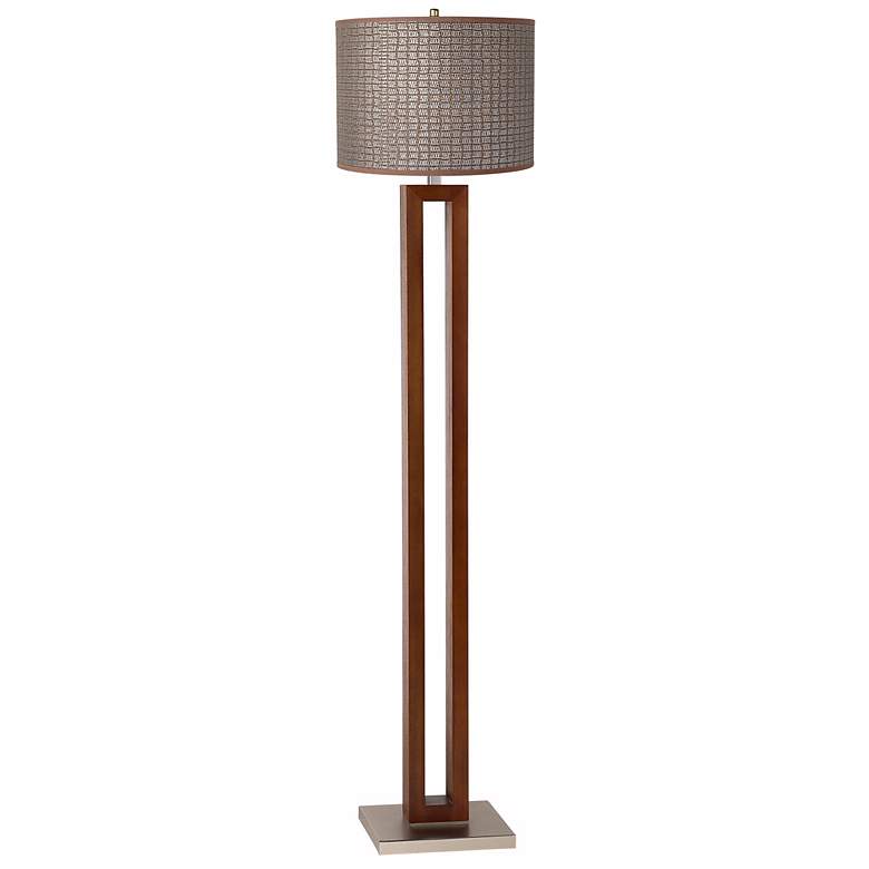 Image 1 Woven Brown and Silver Walnut Rectangle Floor Lamp