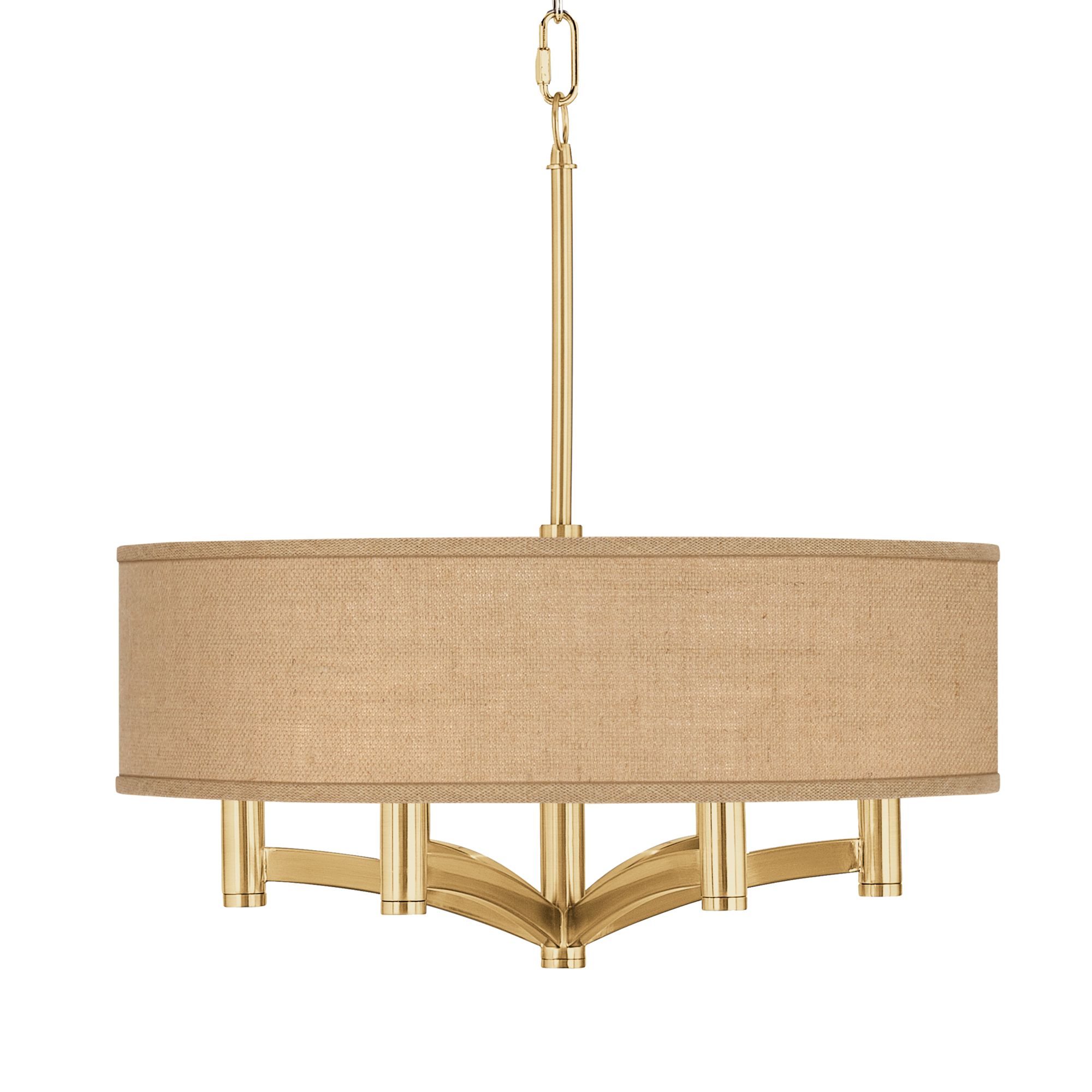 Image Woven Burlap Ava 6-Light Gold Pendant Chandelier