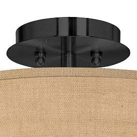 Image2 of Woven Burlap Black 14" Wide Ceiling Light more views
