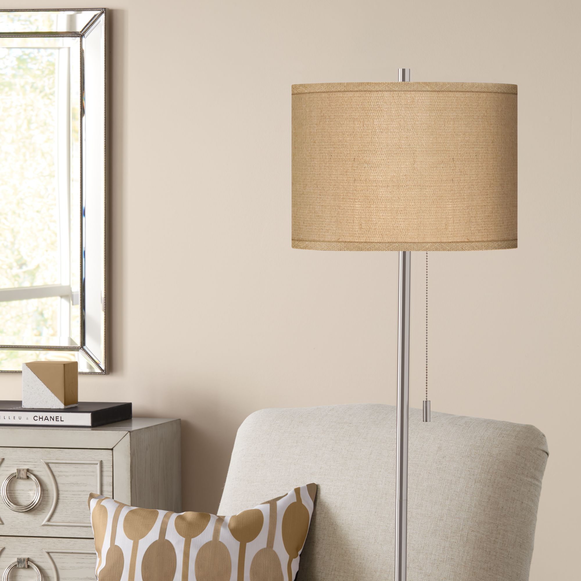 floor lamp with woven shade