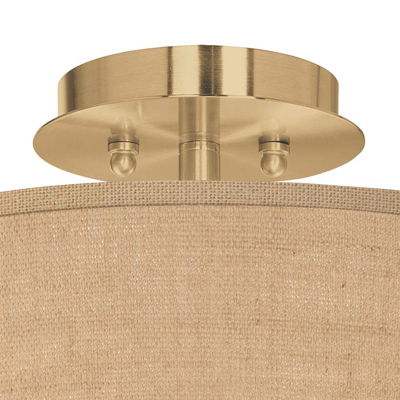 Image 2 Woven Burlap Gold 14 inch Wide Ceiling Light more views