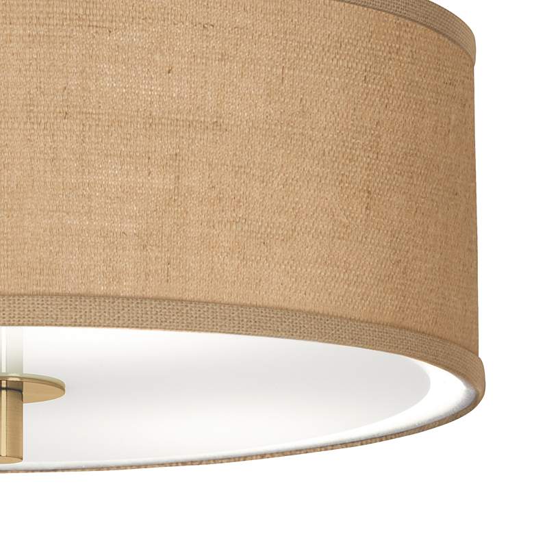 Image 3 Woven Burlap Gold 14 inch Wide Ceiling Light more views