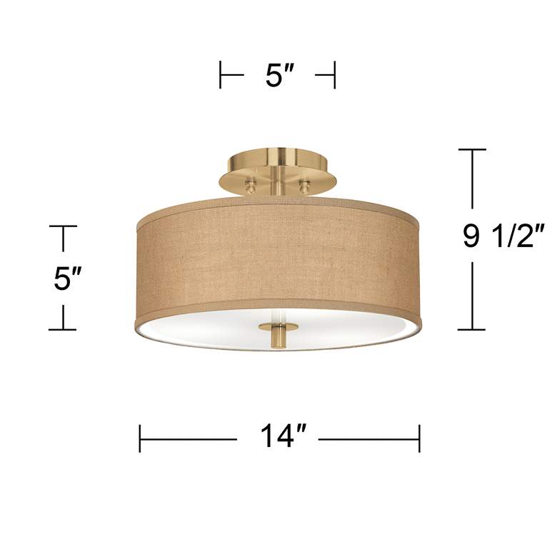Image 4 Woven Burlap Gold 14 inch Wide Ceiling Light more views