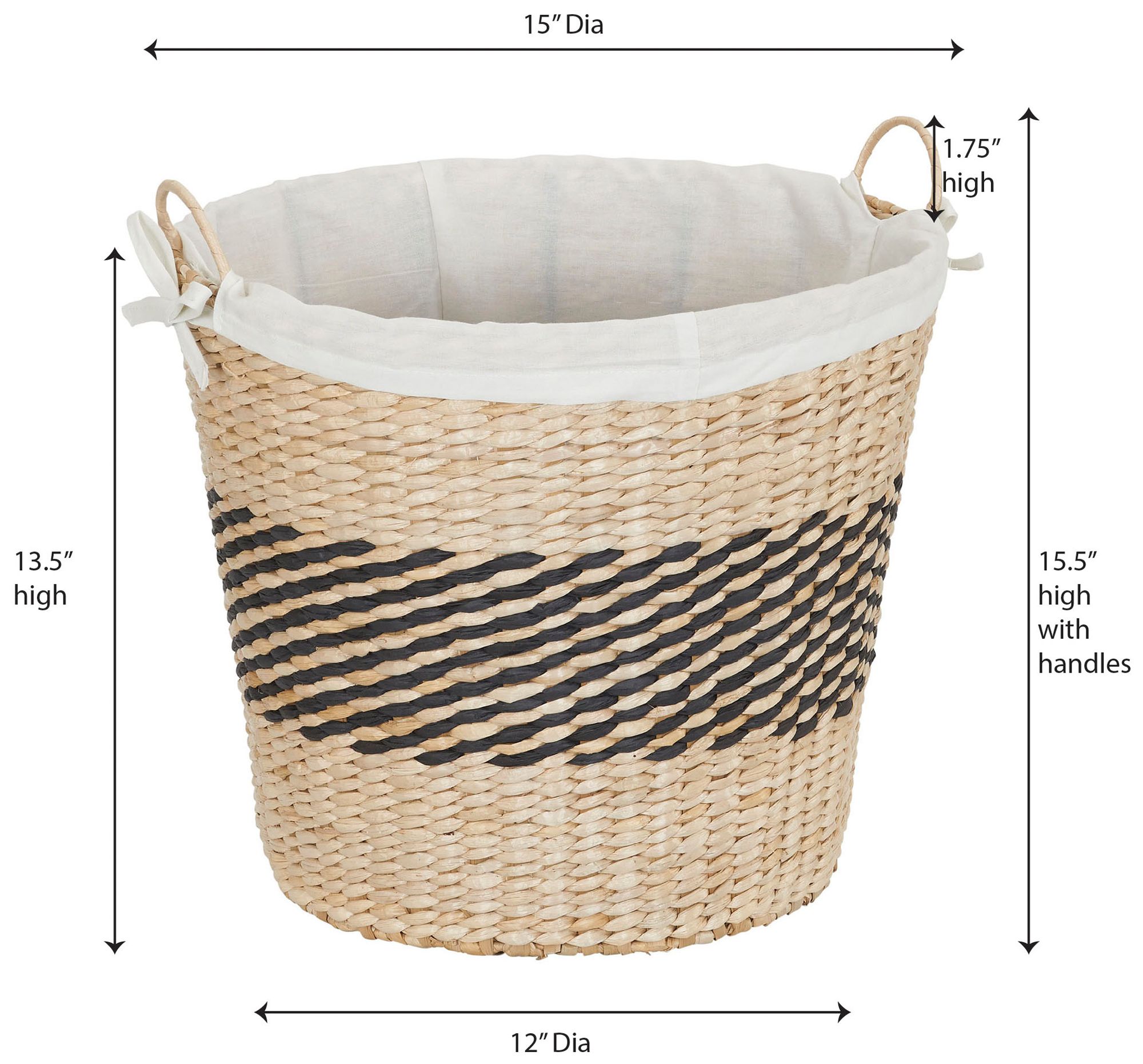Image 3 Woven Decorative Basket with Handles and Cotton Liner more views