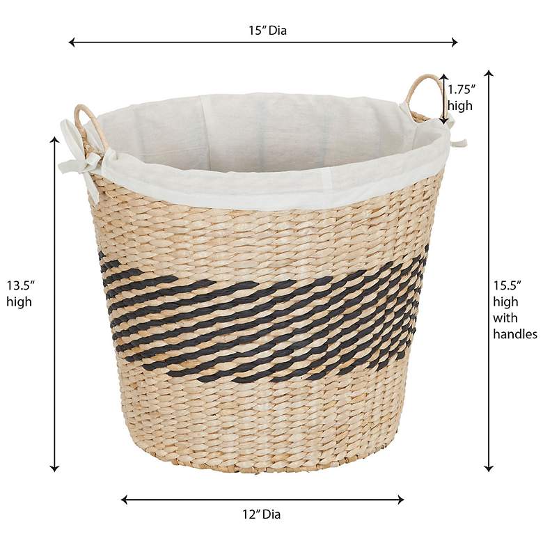 Image 3 Woven Decorative Basket with Handles and Cotton Liner more views
