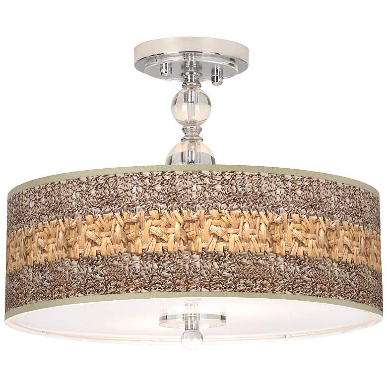Image 1 Woven Fundamentals Giclee 16 inch Wide Semi-Flush Ceiling Light