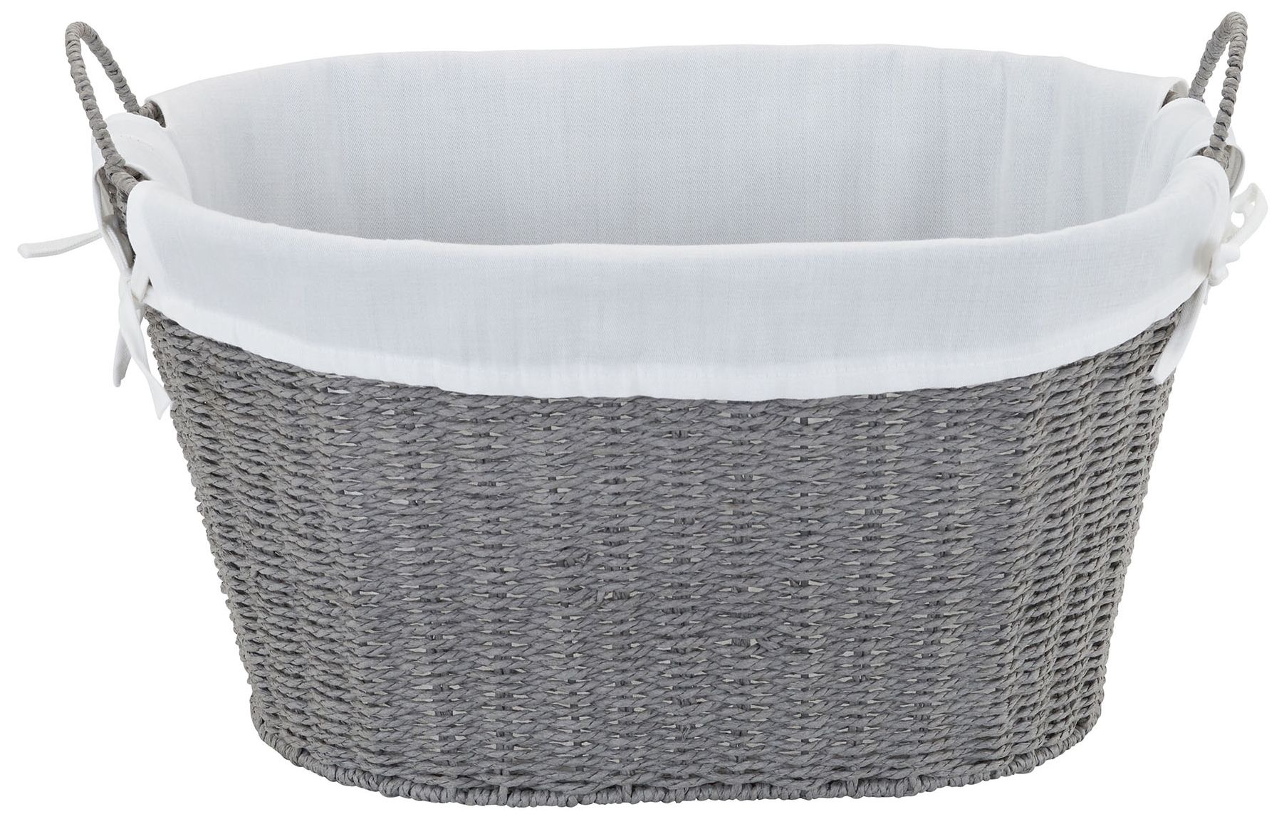 Image 5 Woven Laundry Basket with Handles and Liner, Gray Paper Rope Laundry Basket more views