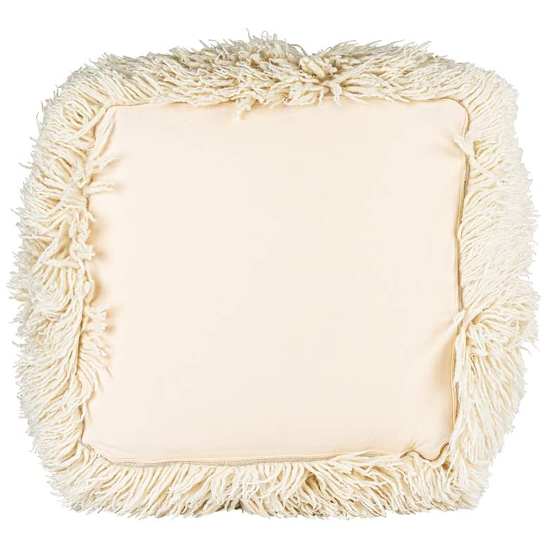 Image 4 Woven New Zealand Wool Shag and Cotton Pouf, White more views
