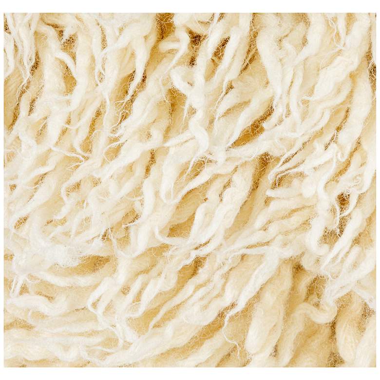 Image 5 Woven New Zealand Wool Shag and Cotton Pouf, White more views