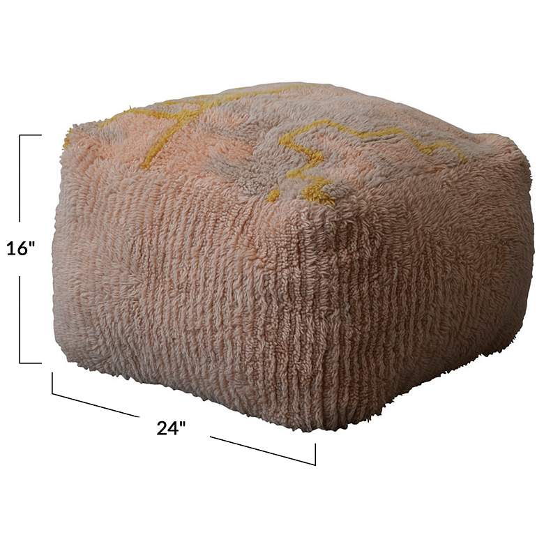 Image 2 Woven New Zealand Wool Shag Pouf with Design, Multicolor more views