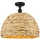 Woven Ratan 15.75"W Oiled Brass Semi-Flush Mount With Natural Rattan S