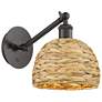 Woven Rattan 11.25"H Oil Rubbed Bronze Vertical Adjustable Sconce