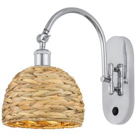Woven Rattan 12.5"H Polished Chrome Horizontal Swivel Sconce Woven Rattan 12.5"H Polished Chrome Horizontal Swivel Sconce