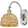 Woven Rattan 12.5"H Satin Nickel Swivels Side To Side Sconce