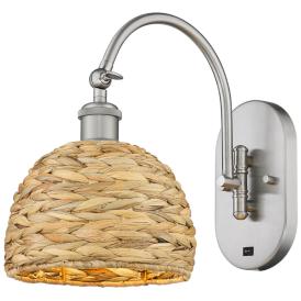 Woven Rattan 12.5"H Satin Nickel Swivels Side To Side Sconce Woven Rattan 12.5"H Satin Nickel Swivels Side To Side Sconce