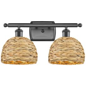 Woven Rattan 12" High Oil-Rubbed Bronze 2-Light Wall Sconce Woven Rattan 12" High Oil-Rubbed Bronze 2-Light Wall Sconce