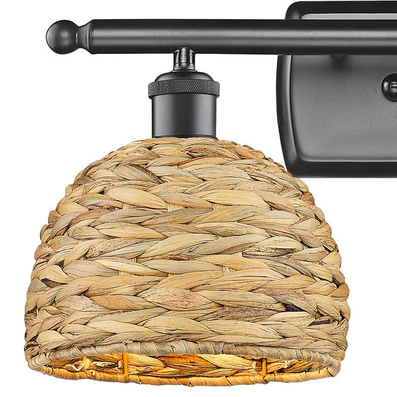 Image 2 Woven Rattan 12" High Oil-Rubbed Bronze 2-Light Wall Sconce more views